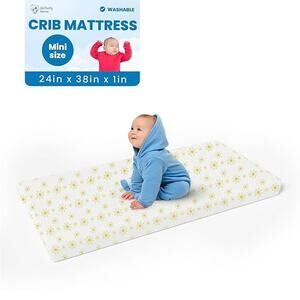 NWT Motherly Haven Mini Crib Mattress Sunshine Design Breathable Washable
